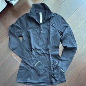 Lululemon Athletica Gray Fitted Ribbed Polo Sweatshirt